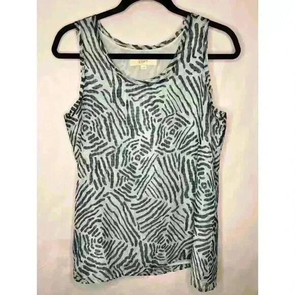 Ann Taylor LOFT, Blue Zebra Print, Polyester, Sleeveless Tank Top, Blouse - Picture 2 of 8